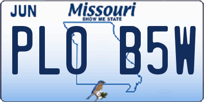MO license plate PL0B5W