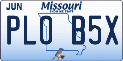 MO license plate PL0B5X