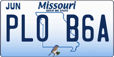 MO license plate PL0B6A
