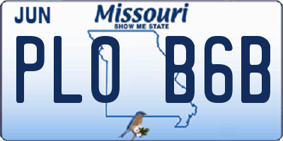 MO license plate PL0B6B