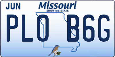 MO license plate PL0B6G