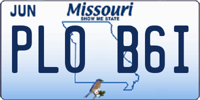 MO license plate PL0B6I