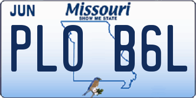 MO license plate PL0B6L