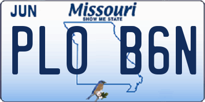 MO license plate PL0B6N