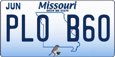 MO license plate PL0B6O