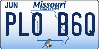 MO license plate PL0B6Q