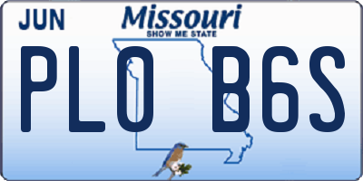 MO license plate PL0B6S