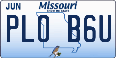 MO license plate PL0B6U