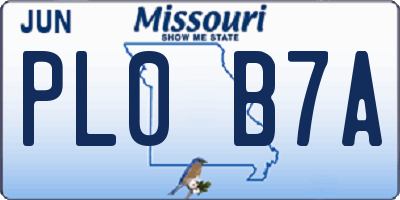 MO license plate PL0B7A