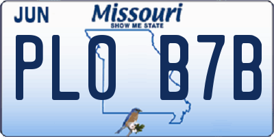 MO license plate PL0B7B