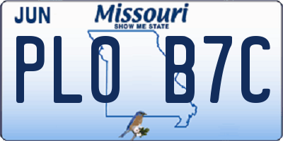 MO license plate PL0B7C