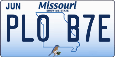 MO license plate PL0B7E