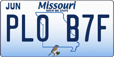 MO license plate PL0B7F