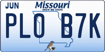 MO license plate PL0B7K