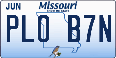 MO license plate PL0B7N