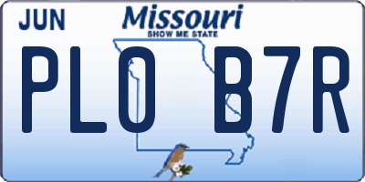 MO license plate PL0B7R
