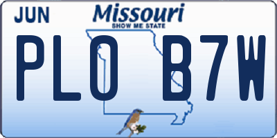 MO license plate PL0B7W