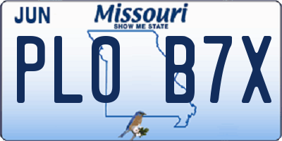 MO license plate PL0B7X