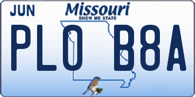 MO license plate PL0B8A