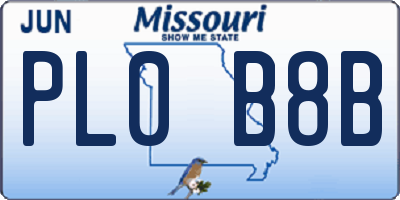 MO license plate PL0B8B