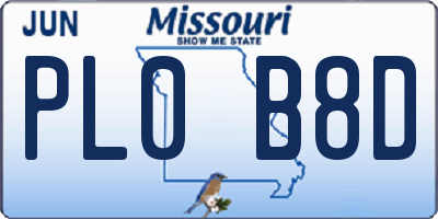 MO license plate PL0B8D