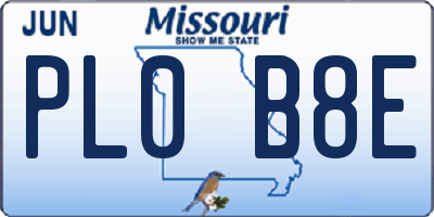 MO license plate PL0B8E