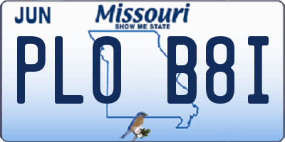 MO license plate PL0B8I