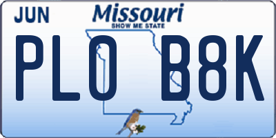 MO license plate PL0B8K