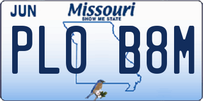 MO license plate PL0B8M