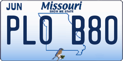 MO license plate PL0B8O