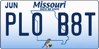 MO license plate PL0B8T