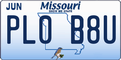 MO license plate PL0B8U