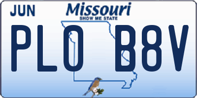 MO license plate PL0B8V
