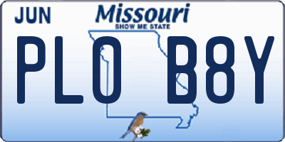 MO license plate PL0B8Y