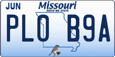 MO license plate PL0B9A