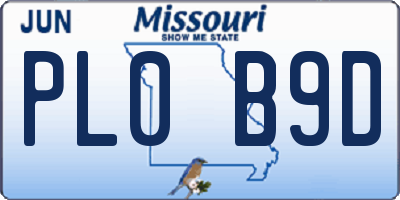 MO license plate PL0B9D