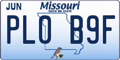 MO license plate PL0B9F