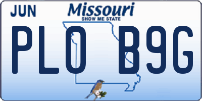 MO license plate PL0B9G