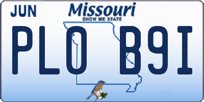 MO license plate PL0B9I