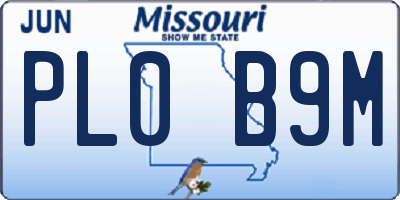 MO license plate PL0B9M