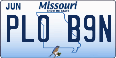 MO license plate PL0B9N