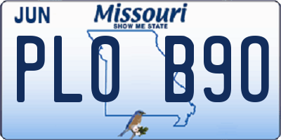 MO license plate PL0B9O