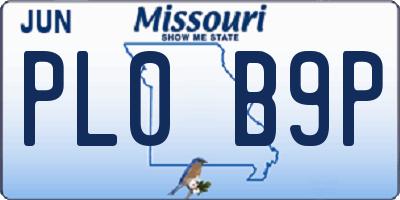 MO license plate PL0B9P