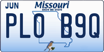 MO license plate PL0B9Q
