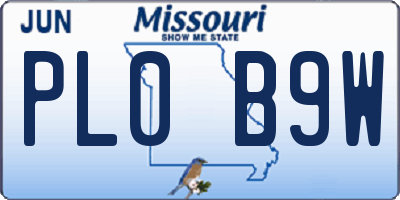 MO license plate PL0B9W