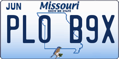 MO license plate PL0B9X