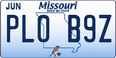 MO license plate PL0B9Z