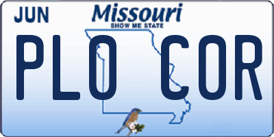 MO license plate PL0C0R