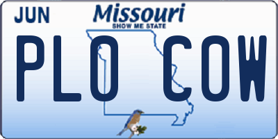 MO license plate PL0C0W
