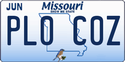 MO license plate PL0C0Z